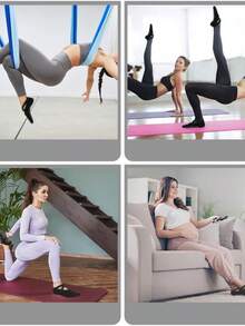 1 paire de chaussettes de yoga blocs de couleurs pour femmes, chaussettes mi-mollet antidérapantes professionnelles pour le pilates, convenant pour le port au sol lors de sports de printemps/été - Multicolore - Voir 7