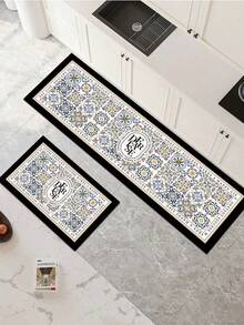 [HOT!!!] 1pc Soft Rubber Kitchen Mat, 3.5mm Thick Kitchen Rug, Traditional Decorative Style Absorbent Kitchen Mat Large Carpet, Can Be Self-Cut To Fit Kitchen Size, Surface Fabric Material, Middle Sponge Layer, Bottom Rubber Layer, Suitable For Kitchen Rugs, Kitchen Decor, Wedding Decor, Home Decor, Bathroom Mat, Entryway Mat, Laundry Room Mat, Hallway Carpet, Living Room Mat, Etc. - Multicolor - View 8