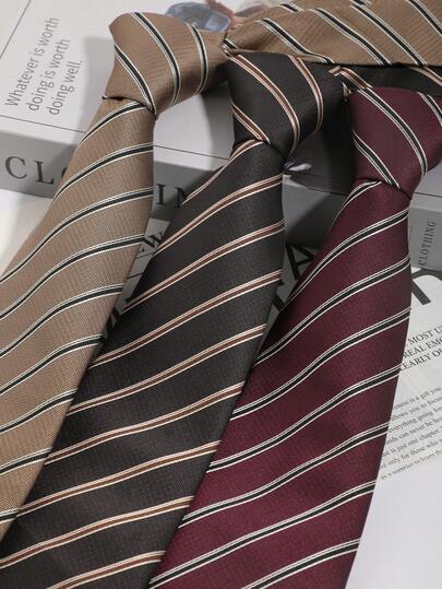 1pc Men's Fashion Striped Necktie, Minimalist Versatile Handmade Striped Tie, Multiple Stripe Patterns Available