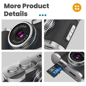 1080P HD Mini Digital Camera, Supports 128GB TF Card. Compact Sports Camera, Stealth Video Recording, Vintage Wearable Mini Camera. 0.96" IPS Screen, LED Fill Light. Designed For Young People. Ultra-Lightweight 17.5g Body, Supports Recording While Charging.