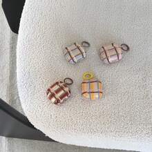 复古透明拼接格子耳机保护套，带挂环，兼容 Pro 2、可爱 Apple 4、简约 3 新半代，女士耳机保护套 - 彩色 - 查看 3