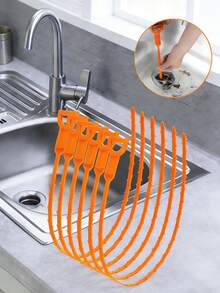 5/3件套排水管堵塞清除钩，排水管清洁工具和毛发清除钩。可重复使用的排水管疏通器，适用于厨房、淋浴房和排水管道。多功能堵塞清除工具，长约20英寸（约51厘米），适用于浴缸、淋浴房和厨房水槽。 - 彩色 - 查看 1