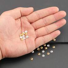 50pcs 6mm Tassel Flower Alloy Spacer Beads, DIY Earrings, Pendant, Necklace, Bracelet Jewelry Making Accessories, Petal Shaped Spacers - Petals and Calyx - View 4