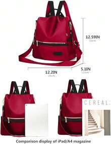 Elegant And Modern Women's Backpack Handbag, Small City Backpack, Waterproof Sporty Daypack, Anti-Theft Bag For Travel And Hiking - Đỏ - Xem 3