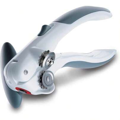 Zyliss Lock N' Lift Can Opener - Manual Can Opener with Locking Mechanism - Safe Magnetic Can Opener - Easy-to-Turn Can Opener - White Gray