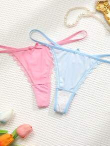 6条装舒适纯色/碎花印花女士丁字裤 - 彩色 - 查看 5