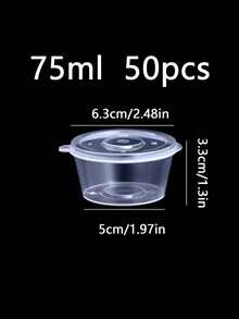 Bộ 50/100 cốc đựng nước chấm, hộp đựng thức ăn trong suốt dùng trong thương mại, cốc nhựa kín có nắp đậy, hộp đựng thức ăn mang đi nguyên khối. - Nhiều màu - Xem 9