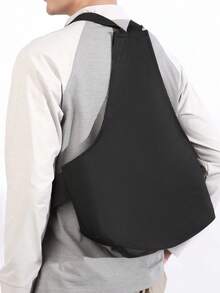 peach tree Casual Sports Chest Bag, Multifunctional Crossbody Bag, Practical Gift For University, Father's Day, Halloween, Suitable For Summer Dorm, Street Style Vest Bag, Outdoor Casual Vest Bag, Fashion Leisure Dad/Boyfriend Gift Phone Bag - Black - View 5