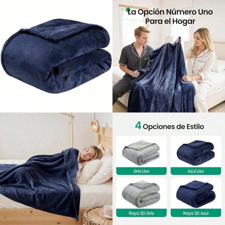 VIOPY Franela ,Cómodo y Cálido Manta Termica, Ligero y Transpirable Todo el Año Blankets,Frazada para Sala,Bebe,Sofa,Pie de Cama,Viaje, Acampada (, Individual (162 * 223cm))(Azul Individual (162*223cm)) - Multicolor - Ver 1