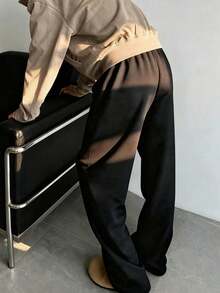 Men's Casual Sweatpants, Featuring Loose Straight-Leg Silhouette With Excellent Drape, Suitable For Indoor And Outdoor Activities, Also Makes A Great Couples Gift. Crafted From 100% Polyester Fabric With Drawstring Waistband For Adjustable Fit, Available In Multiple Colors - Black - View 8