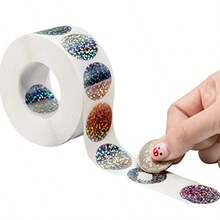 1000 Pieces Scratch Off Sticker Round Labels Glitter Colorful 1 x 1 Inch Circle - Brillantina colorida - Ver 2