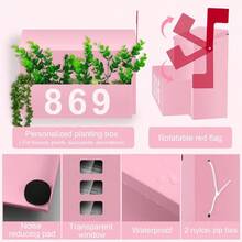 Wall-Mount Mailbox With Flag Large Capacity Mailboxes For Outside House With Planter 3 Sets Of 0-9 Mailbox Number Stickers Gaanized Steel Rust-Proof Post Box Metal Mail Box Pink - Pink - View 4