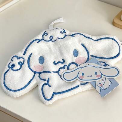Miniso Sanrio Cinnamoroll-Shaped Hand Towel: Soft Plush Material, Super Absorbent & Quick-Drying, Kitchen Bathroom Hanging Hand Towel(1 PC)