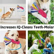 Dog Tug Of War Toy, Pet Chew Toy, Squeaky Stretchy Tug Rope Toy, Suitable For Small, Medium And Large Dogs - Multicolor - View 3