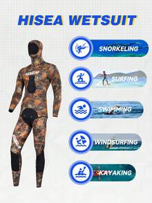 HISEA 5mm Thick Neoprene Diving Suit, Unisex Warm Wetsuit, Women's Separate Style Cold-Proof Fishing Suit, Men's All-Season Warm Snorkeling Swimwear Set - Maroon - View 3