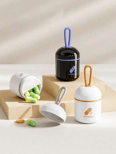 1pc Minimalist Elegant Black Macaroon Style Mini Travel Pill Case - Durable Material, Dual Layer Moisture-Proof Seal - For Students/Office Workers/Short Trips - Capsule & Tablet Organizer - Portable Pill Box/Refined Gift/Health Accessory - Graduation/New Year - Essential Compact Item