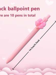 2pcs Pink Bow-Shaped Click Ballpoint Pens, Recommended Stationery For Girly Aesthetic - Multicolor - View 2