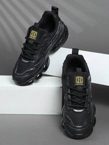 男士时尚运动鞋 男士系带鞋 男士休闲鞋 个性化黑色街头休闲鞋 - 黑色 - 查看 2