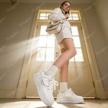 Women's White Low-Top Shoes, Casual Shoes, Outdoor Sports Shoes, Lace-Up Shoes, Lightweight, Easy To Walk, Fashionable, Comfortable, Available In Plus Sizes. - 薄荷綠 - 查看 5