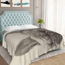 French Bulldog Blanket - Realistic Sleeping Puppy Flannel Throw, Ultra-Soft Beige & Black Pet Bedspread Couch, Bed, Camping - All-Season Cozy Dog Lovers & French Bulldog Owners, Home Decor Accessory, Contemporary Home Decor, Plush Comfort, Petthemed Decor, Home Decor Enthusiasts - Grey - View 2