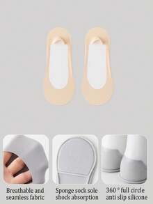 2/3/6 Pairs Women Minimalist Massage Sponge Bottom Boat Socks, Non-Slip & Anti-Foot Pain, Suitable For Shoes, Heels, Spring/Summer/Autumn, Versatile