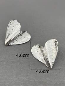 ZA 女士复古粗款爱心耳环 | 吸睛吊坠耳环 | 复古时尚首饰，适合派对和日常佩戴 - 曲面愛心 - 查看 6