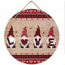 1 Stück Glückliches Valentinstag Zwerg Holzschild, runde Plakette, Wanddekoration, Heimdekoration, Raumdekoration, Veranda Dekoration
