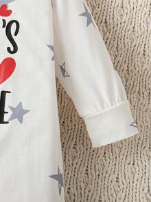 Baby Boy Cartoon Letter, Heart & Star Print Romper - Multicolor - View 7