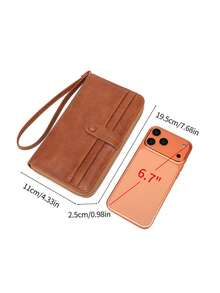 Nouveau portefeuille long pour femme, multi-fentes pour cartes, porte-monnaie rétro multifonctionnel grande capacité, sac embrayage pour femmes, porte-monnaie, portefeuille long, porte-poignet, porte-monnaie avec cordon - Multicolore - Voir 4