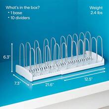 CYPNYouCopia StoreMore - Estante expandible para sartenes y tapas organizador ajustable de 12.5 a 22 pulgadas de ancho para almacenamiento de gabinetes de cocina edición clásicaFashion - Blanco - Ver 4