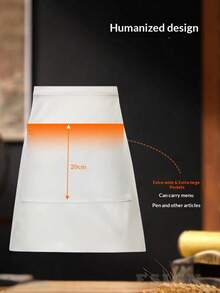 男女通用半身调酒围裙，超柔软防水半身围裙，防水、防污、耐用、弹力柔软，适用于厨房烹饪、餐厅、咖啡馆等多种场合。 - 白色 - 查看 3