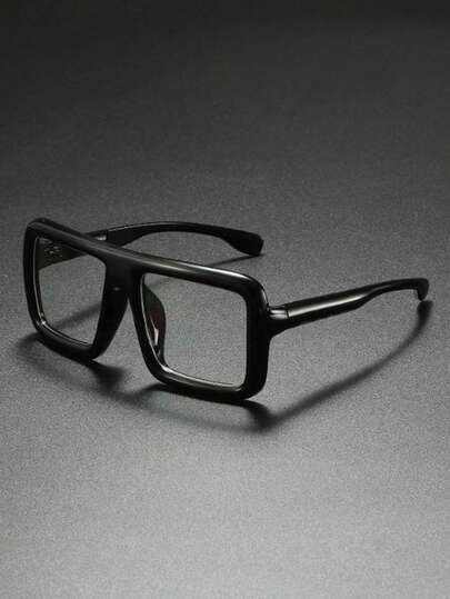 1 Pair Oversized Glasses, Unisex Fashion Computer Gaming Reading Thick Square Frame Fake Clear Lens Nerd Minimalist Glasses