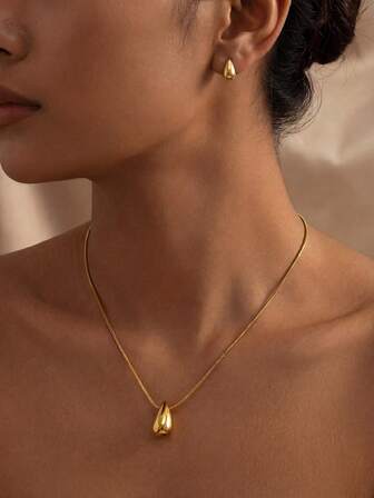 2件套闪亮水滴首饰套装，适合女士派对佩戴