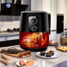 1台4.2夸脱（约4.9升）健康无油空气炸锅，电动蔬菜空气炸锅，操作简便，旋钮控制，可进行煎、烤、炙、烘焙等多种烹饪方式，配有托盘和食物夹。 - 美規A型插(110-127V) - 查看 4