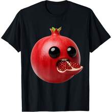Niche Fruits Funny Pomegranate Meme Brainrot Surreal T-Shirt - 黑色 - 查看 1