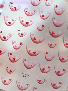 1片装 时尚法式3D简约线条美甲贴纸 不规则线条爱心美甲贴纸 美甲装饰DIY