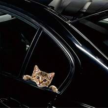 1件套逼真猫咪贴纸 - 耐用防水乙烯基材质，适用于汽车车窗、摩托车、电子产品等，自粘式趣味设计，汽车配件，汽车贴纸，汽车装饰，汽车贴花，汽车用品，汽车必备品 - A - 查看 4