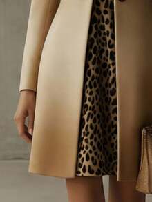 Magic Mia Women's Leopard Print Blazer Jacket, Korean Style, Mid-Length, Fashionable Slim Fit, Single-Button Long Sleeve Suit - Họa tiết da báo - Xem 3