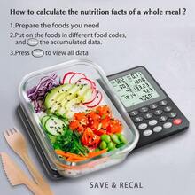 Fuzion Báscula Nutricional para Alimentos Báscula Digital para Alimentos para Bajar de Peso Cálculo de Datos Alimentarios Macro Calorías Preparación de Comidas Control de Porciones Acero Inoxid - Negro - Ver 5