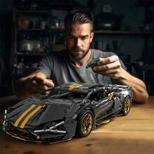 1 Set 1:20/1000pcs Cyberpunk Style Remote Control Racing Car Building Blocks, Cool V12 Supercar, RC Car Assembly, Black Warrior RC Building Blocks Car, Collectible Black Remote Control Racing Car Building Blocks Set, Collectible Toy Gift, Cyberpunk Black V12 Building Blocks RC Assembly Toy, Comes With Storage Container, Excellent Gift For Friends And Family For Christmas, Easter, New Year, Valentine's Day