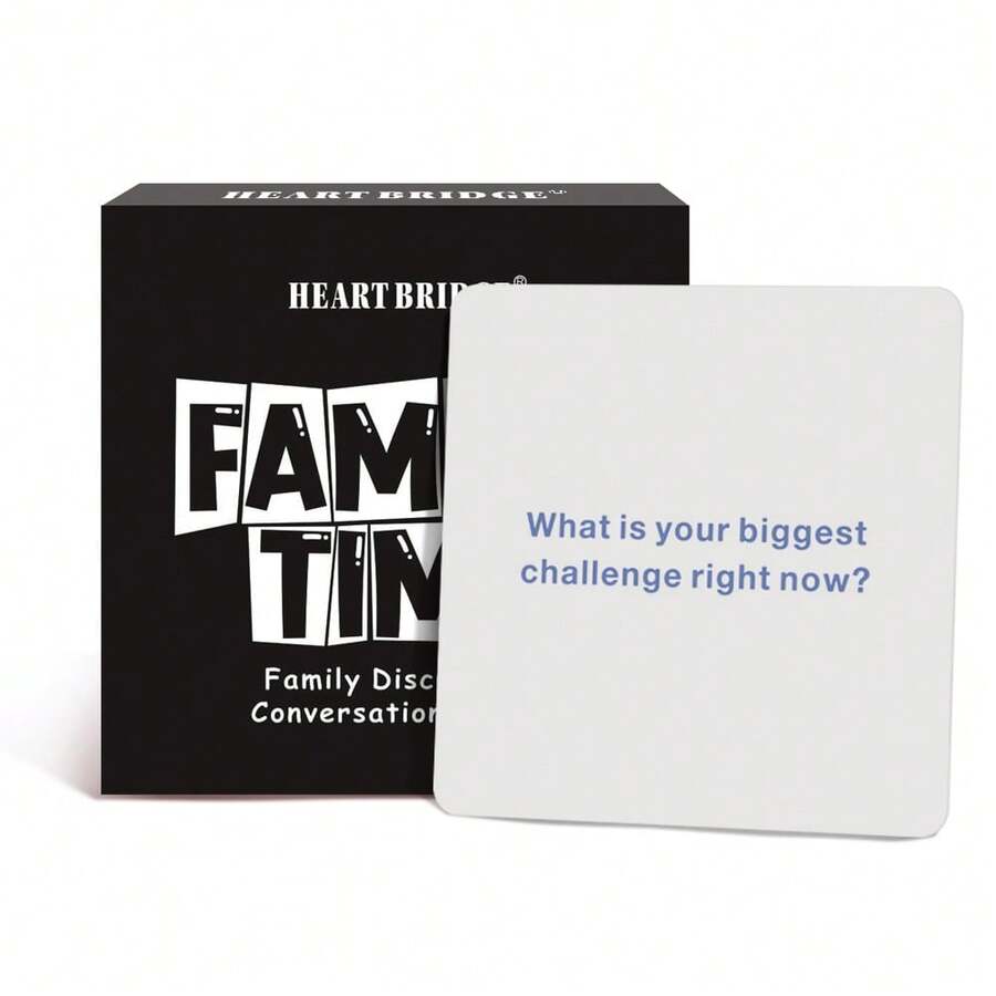HEART BRIDGE 1PC Family Conversation Card Game - A Warm Tabletop Activity With 50 Discussion Cards, The Perfect Gift For Thanksgiving, Halloween, And Christmas. Ideal For Family Game Nights, It Offers A Fun Bonding Experience To Be Shared By Family Members Of All Ages. - Black - View 1