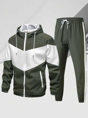 Alpha Camp Boyfriend Style Men's Casual Jacket And Pants Set, Autumn Sporty Tracksuit For Young Fashionable Boyfriend Style Men