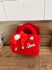 1pc Stylish Princess Sweet Style Red Mini Handbag, With Zipper Closure, Perfect For Storing Coins, Tissues, And Other Small Items. Available In Multiple Styles, Suitable For Teen Girls, And Ideal For Travel, Shopping It's Also An Ideal Holiday Gift For Friends. - Red - View 4