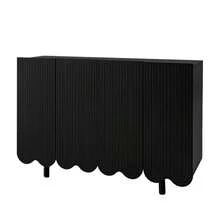 Sideboard, Teardrop-Shaped Sideboard With Molded Doors And Buffer Hinges - 黑色 - 查看 9