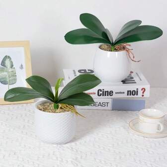 Orchid Leaves, Phalaenopsis Orchid Leaves, Mini Artificial Tropical Plants, Suitable For Bonsai Craft, Landscape Design, Flower Arrangement, Greenery, Artificial Leaves, Home Decor, Valentine's Day, Birthday, Graduation Gifts