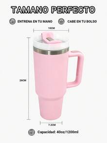 Termos Caliente y Frio Termos para Cafe Caliente Vasos con Popote y Tapa Capacidad 40oz/1200ml Acero Inoxidable 304 Con Asa y Tapa con Popote Modelo de Vaso Grande Multicolor Estilo Casual para Uso Doméstico Bebida Diaria Incluye Popote de Regalo Almacén Local, termos caliente y frio,termos para cafe caliente,vasos con popote y tapa,Regalos de Navidad,Almacén local - Rosa intenso - Ver 9