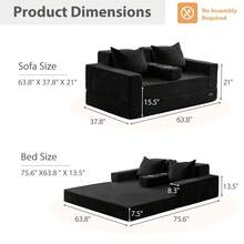 MAXYOYO Loveseat Sofa Bed,4 In 1 Foldable Floor Sofa Couch In A Box With 2 Cup Holders,Convertible Boneless Couch Folding Recliner Sleeper Chair For Living Room,No Assembly Required, - màu đen - Xem 4
