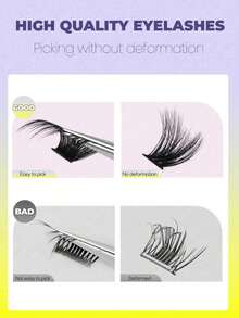 100D 252片单根假睫毛，浓密型，D浓密型，8-16毫米纤细簇状假睫毛，适合日常外出或居家使用，也适合派对、音乐节、万圣节、圣诞节等场合，打造完美精致妆容。防水化纤貂毛材质。 - D - 查看 6