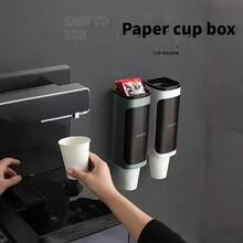 1pc Wall-Mounted Cup Holder, Automatic Paper Cup Dispenser Wall-Mounted Paper Cup Rack, Suitable For Water Dispenser, No Drilling Required To Store Disposable Cups, Home Supplies - Multicolor - View 6