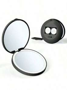 Mini espelho de maquiagem portátil com LED, recarregável via USB, para viagens, dobrável e compacto (ideal para dormitórios), com iluminação em cor sólida e brilho natural. Espelho de mesa 3 em 1 dobrável, perfeito para uso em dormitórios, viagens, maquiagem, escritório e quarto. Ideal para presentear mulheres e mães no Natal e no Halloween.